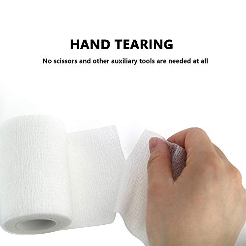 MUEUSS Self-Adhesive Bandage Wrap Tape Waterproof Breathable Elastic Cohesive Non-Woven FDA Approved 3 Inches x 5 Yards (White, 6 roll) - Thumbnail 3