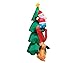 6 Foot Inflatable Santa Claus Climbing on Christmas Tree Chased by Dog