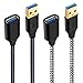 USB 3.0 Extension Cable, Besgoods 2-Pack 6ft USB Extension Cable Braided USB Extender A Male to A Female Cable Compatible Oculus VR, Mouse, Keyboard, Printer, Scanner, Hard Drive - Black White primary