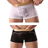 Laxier Men Boxer Briefs Shorts Bulge Pouch Soft Underpants Mens Trunks Mesh Underwear for Male Pack of 2
