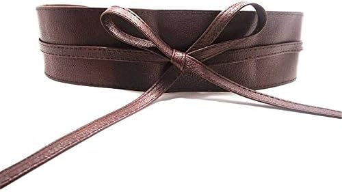 Genenic Womens Soft Faux Leather Self Tie Wrap Around Waist Band Cinch Belt (Brown)