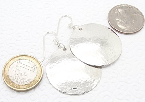 Hammered Silver Disc Earrings in Medium Large