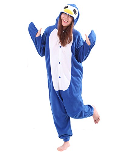 Adult Blue Penguin Onesie Costume for Women Men Kigurumi Pajamas Animal