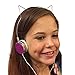 AMERICAN JEWEL Kitty Cat Ear Headphones - Wire Frame Headset with Volume Control and Microphone - Rose Gold and Crystal