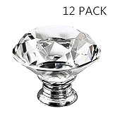 Dresser Crystal Knobs - 30MM 12 PCS Glass Crystal Drawer Knobs Pulls Cabinet Handle for Home Kitchen Wardrobe Cupboard