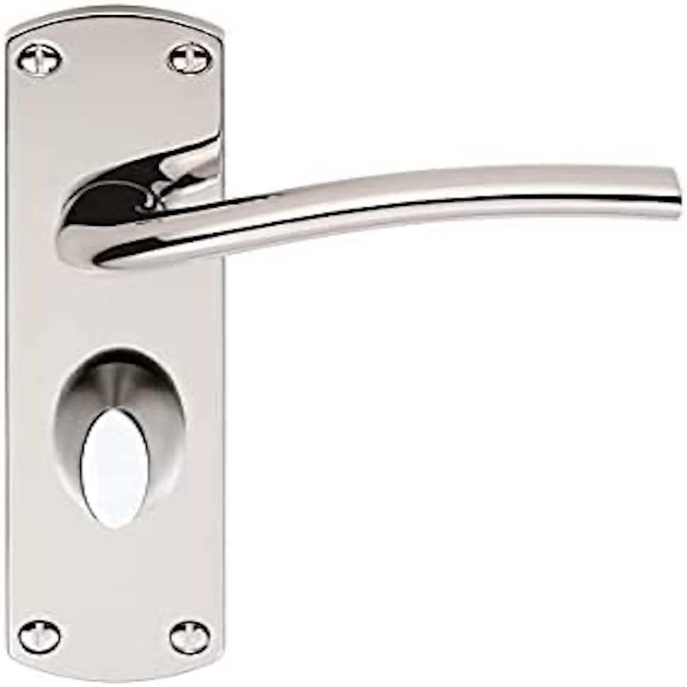 Serozzetta Liddel Door Handles on Back Plate - Bathroom (57mm c/c) - Polished Chrome