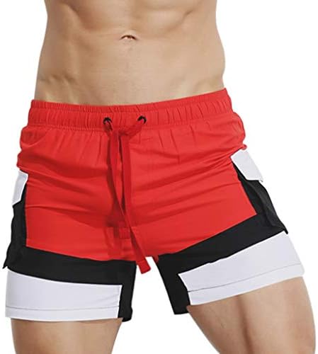 Hengzi Men's Summer Fashion Color Collision Patchwork Beach Surfing Swimming Sports Trunks Running Training Drawstring Joggers Short Pants