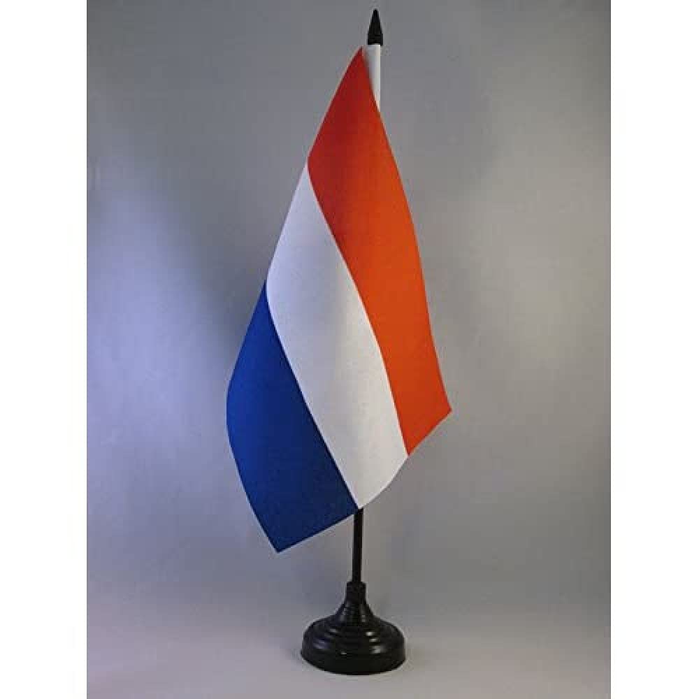 AZ FLAG Netherlands Big Table Flag 6'' x 9'' - Dutch Office Decoration 100% Polyester 22 x 15 cm - Desk Flag with Pole and Black Plastic Base