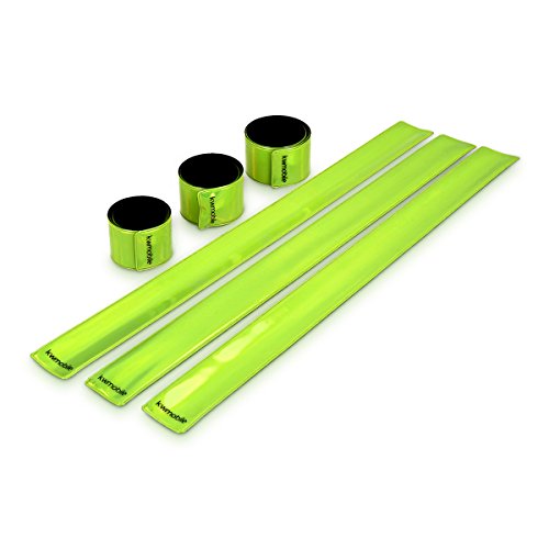 kwmobile 6 Pack Reflector Snap Bands - 34 x 3cm High Visibility Safety Bands for Arm Ankle Wrist - Neon Yellow Reflective Luminous Strips EN13356