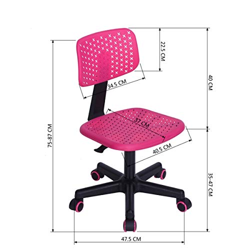 FurnitureR-bambini-sedia-a-schienale-basso-regolabile-computer-sedile-girevole-design-ufficio-Task-Chair-Armless-sedia-studio-per-bambini-Pink