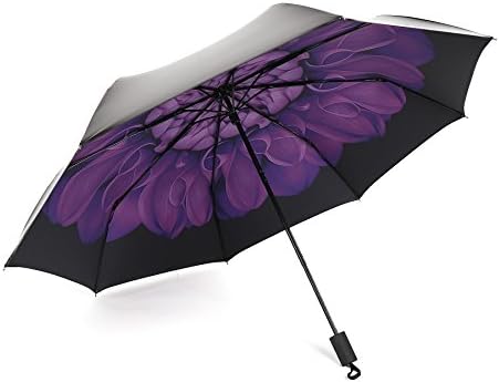 Qunny UV Umbrellas Sun Umbrellas Fold Vinyl Small Daisy Black Umbrella