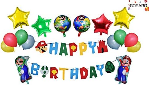 Roraro Mario Birthday Party Pack Banner Balloons Super Mario Bros