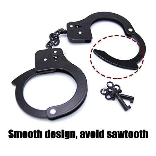 SYOSIN Toy Metal Handcuffs with Keys Police Role PlayParty Supplies Cosplay Costume Accessory Pretend Play Hand Cuffs for Kids(Black) - Thumbnail 2