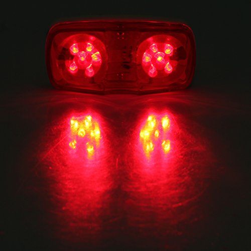 Justech 14pcs Amber/Red LED Trailer Truck Side Marker Light Clearance Indicator Tiger Eye Lamp