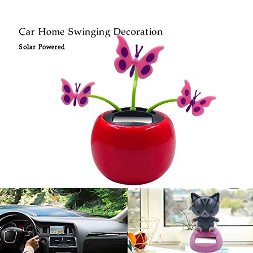 Binory Solar Powered Flower Animal Dancing Swinging Animated Office Desk Window Dancer Toy,Car Windowsill Decoration New Selling Novelty Action Figuers Toys Birthday Gift for Kids Adults(B)