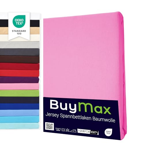 Buymax® Spannbettlaken 90X200Cm Doppelpack 100% Baumwolle Spannbetttuch Bettlaken Jersey, Matratzenhöhe Bis 25 Cm, Farbe Altrosa