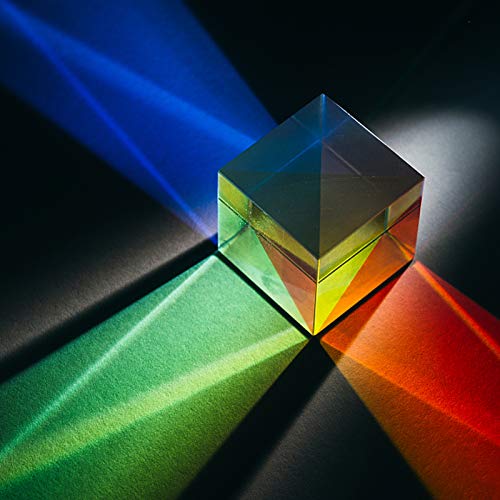 2 Pack Optical Crystal Prism Set, 100mm Triangular Prism, 20mm Crystal Cube for Teaching Light Spectrum, Science Physics and Photo Photography, Rainbow Suncatcher
