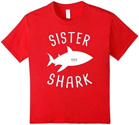 unisex-child Sister Shark Matching Family Tribe - Summer Beach T-Shirt 8 Red