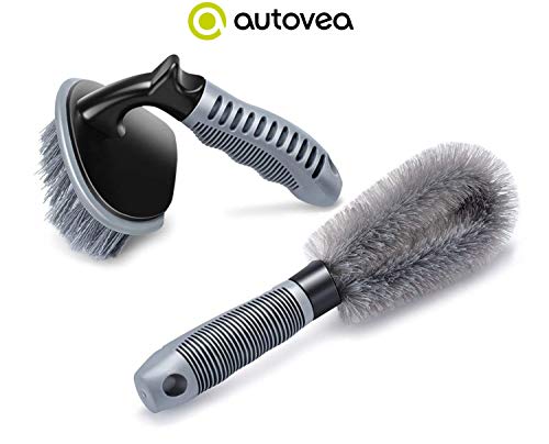 AUTOVEA Universal Car Wheel Rim Cleaning Combo Pack of 1 x Alloy Wheel Cleaning Brush and 1 x Tyre Brush Washing Tool | Rim Cleaner for Your Car, Motorcycle, Bicycle, Truck, Tempo, Auto Rickshaw