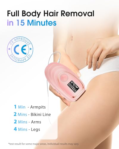 Haarlosy IPL Laser Hair Removal Device for Women and Men with Ice Cooling Painless Salon Quality Result at Home, Lazer Hair Remover for Face Bikini Line Body, 5 Levels, 999,900 Flash Light, Misty Rose