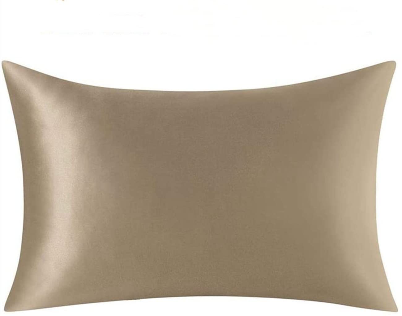 FLCA 100% Mulberry Silk Charmeuse Silk Pillowcase Both Sides Silk Hypoallergenic Pillow Shams Cover for Skin Health with Hidden Zipper (Taupe, Standard)