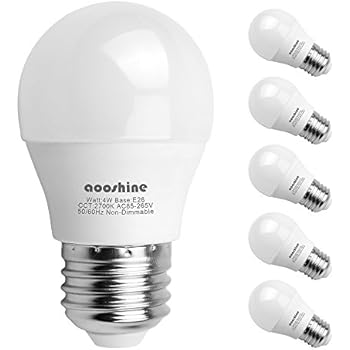 Aooshine Di Globe 40 4 Watt Soft White 2700K LED Bulb, E26 Medium Screw Base 400 Lumens A15/G45 Shape Decorative Edison Home Lighting Non-Dimmable (Pack of 6), A15 Warm, 6