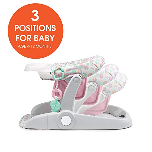 summer learn-to-sit stages asiento de piso de 3 posiciones, rosa agridulce - sienta al bebé para ver el mundo - el asiento de actividad para bebés es ajustable para edades de 4 a 12 meses - incluye juguetes y bandeja