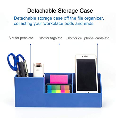 Leven Desk Organizer with Extra Storage Case, Large Space Desktop File Organizer with 3 Vertical Compartments for Office Organization - Thumbnail 4
