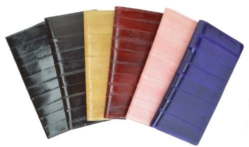Genuine Eel Skin Leather Checkbook Cover Credit Card Holder Id Window by Marshal