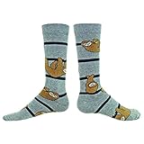 Wright Avenue Sloth Novelty Cotton Mens Crew Sporty Sock ( Gray - Large )
