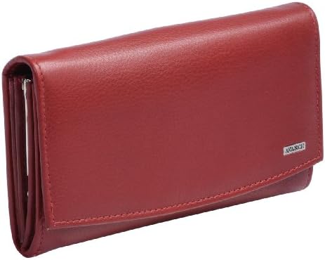 Avanco Women's Leather Snap Purse 7.1 x 4.3 inch Cherry