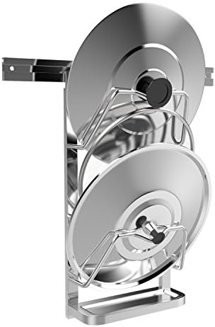 Inmount Pot Lid Rack Lid Holder Heavy Stainless Steel Wall Mount Cutting Board Holder Kitchen Orgainzer Utensil Tool Storage (Silver)