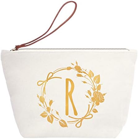 Monogrammed Gifts for Women Personalized Makeup Bag Monogram R Initial Makeup Bag for Wedding Gifts Birthday Gifts Teacher Gifts Cosmetic Bag Canvas