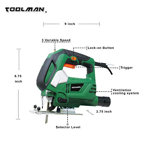 Lion Tools DB6205 Toolman 6.5A Variable Speed Jig Saw works with DeWalt Makita Ryobi Accessories