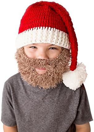 Crochet Wool Knit Santa Hat and Beard Set for Kids or Adult