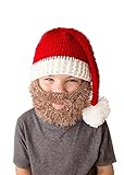 Dubster Brand Crochet Wool Knit Santa Hat and Beard Set for Kids or Adult