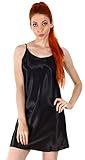 Women's Sexy Satin Silk Chemises Slip Dress Sleepwear, Black,L/XL