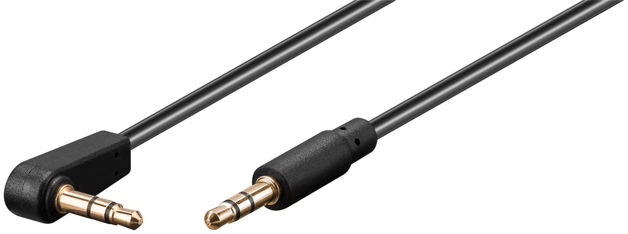 goobay 59526 Audio Jack Cable AUX 3.5 mm Stereo 4-Pin Slim CU 90° Angled Jack 3.5 mm Male (4 Pin Stereo) to 3.5 mm Jack