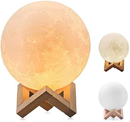 Moon Lamp with 3D Printed LED 3 Changing Colors Touch Control (9 cm) Glowing Moon Light Night Lamp for Kids Bedroom, Birthday, Bedside