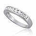 Sterling Silver Channel Set Round CZ Stackable Wedding Band Engagement Ring, Rhodium Plated