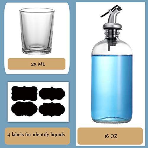 AOZITA 16Ounce Glass Mouthwash Dispenser Clear Glass Bottle with