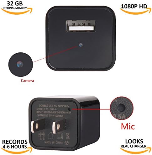YAMAMAEYE Hidden Spy Camera USB Charger Adapter,1080P HD Real USB Wall AC Plug Charger with 32 GB Internal Memory Spy Camera for Clear Video to Secure your Home and Business-Updated Version