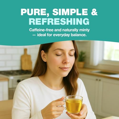 HANDPICK, Spearmint Tea (100 Herbal Tea Bags) Premium Spearmint Leaves, Caffeine Free | Non-GMO, Gluten Free | 100% Halal Certified | Round Eco-Conscious Tea Bags | Light & Fresh