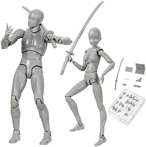 Debuy Body Chan & Kun Doll Male Female DX Set PVC Movebale Action Figure Model for SHF Gifts (Male+Female, Grey)