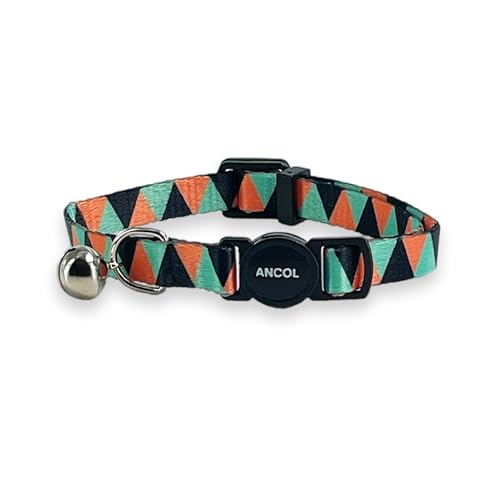 Ancol Adjustable Cat Collar with Safety Bell and Break Apart Buckle Geometric Pattern