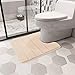 Yimobra Memory Foam Toilet Bath Mat U-Shaped, Soft and Comfortable, Super Water Absorption, Non-Slip, Thick, Machine Wash and Easier to Dry for Bathroom Commode Contour Rug, 24 X 20 Inches, Beige