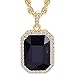 Cuccu 14K Gold Plated Mens Iced Out Black Ruby Octagon Hip Hop Pendant with 3mm 24