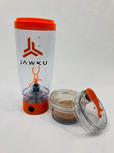 JAWKU Power Shaker Bottle Now with Dry Storage Container // A Powerful 11,000 RPM Mixer and Built-in Charger for Your Devices / 600ml (20oz.) BPA Free/New Dry Storage Container - Thumbnail 3