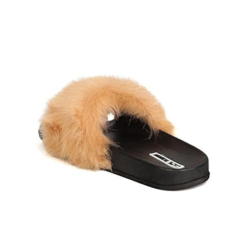 cape robbin faux fur slides