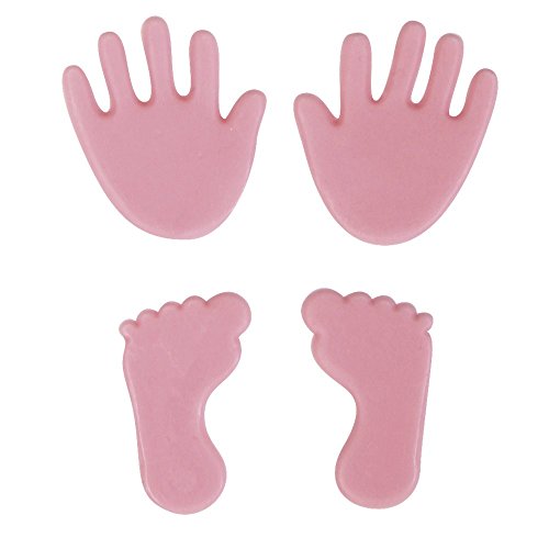 Rayher Wax Motif, Baby Feet/Hands, Approx. 1.5 cm, Bag of 2 Baby Hands Made of Wax and 2 Baby Feet of Wax, Decorate Candles, Wax Motif for Candles baby pink